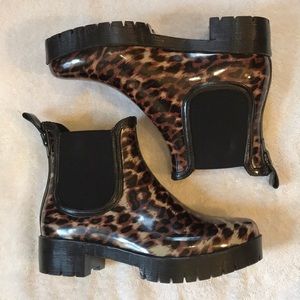 Jeffrey Campbell Rain Boots in Cheetah 7 NWO Box
